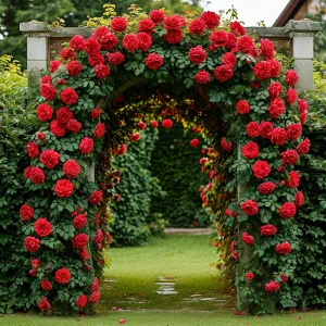 Роза плетистая Алый Триумф купить по цене от 319р. в интернет-магазине «Посадика» с доставкой почтой в в Вытеграе и по всей России – [изображение №1].